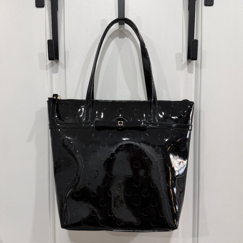 RARE kate spade PVC shoulder bag with polka dot pattern and bow detail